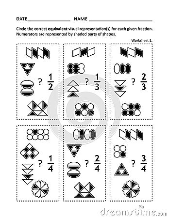 Math worksheet for children and adults Vector Illustration