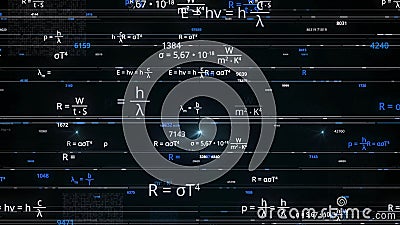 Mathematical background with flying symbols, functions and equations. Animation. Concept of learning algebra, geometry Stock Photo