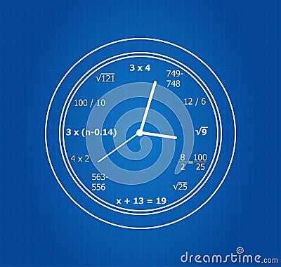 Mathematical Equations Clock Vector Illustration