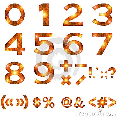Mathematical Numbers and Signs Set Stock Photo