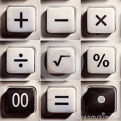 Mathematical Operations as Buttons Stock Photo