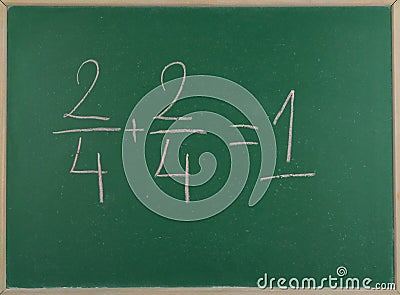 Mathematical representation addition of two fractions Stock Photo
