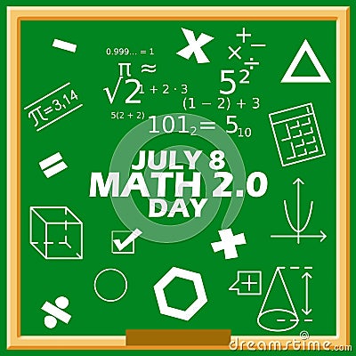 commemorate Math 2.0 Day on July 8 Vector Illustration