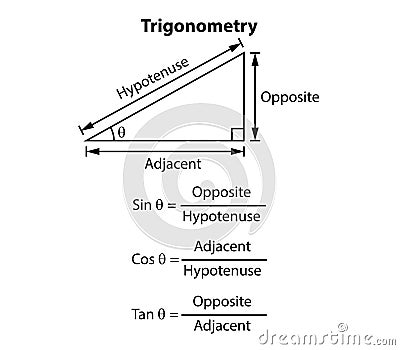 Mathematical with Thin Line Shapes and trigonometry formula. Design Template Include Formula, Calculation, and Equation Vector Illustration