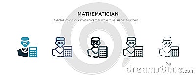 Mathematician icon in different style vector illustration. two colored and black mathematician vector icons designed in filled, Vector Illustration