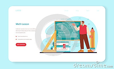 Mathematician web banner or landing page. Mathematician use Vector Illustration