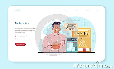 Mathematician web banner or landing page. Mathematician use Vector Illustration
