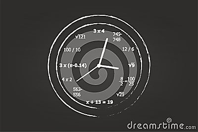 Mathematics Clock In Math Class Vector Illustration