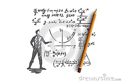 Mathematics, education, science, school, study concept. Hand drawn isolated vector. Vector Illustration