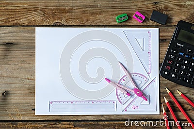 Mathematics geometry tool for student in math class with copy s Stock Photo