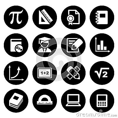 Mathematics Icons Set Vector Illustration