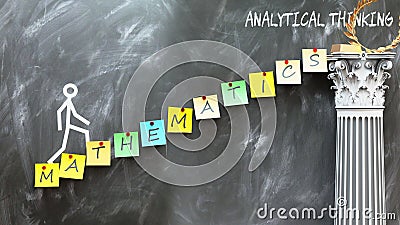 Mathematics leads to Analytical Thinking - a metaphor showing how mathematics makes the way to reach desired analytical thinking. Stock Photo