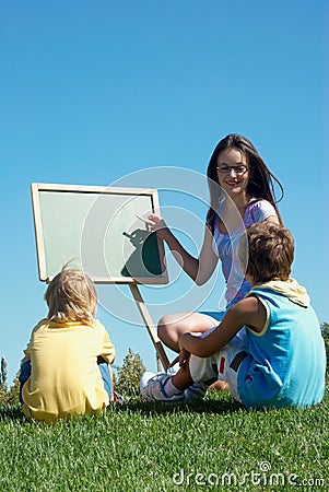 Mathematics lesson outdoor Stock Photo