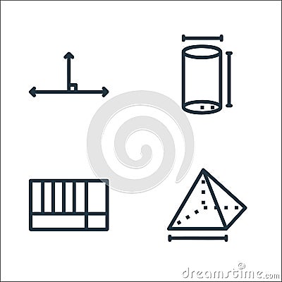 Mathematics line icons. linear set. quality vector line set such as pyramid, rectangular, tube Vector Illustration