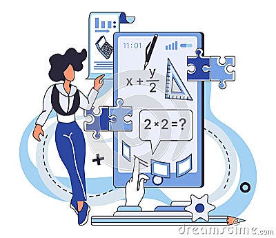Mathematics. Mathematical intelligence is guiding light, illuminating path toward deeper understanding numbers Vector Illustration