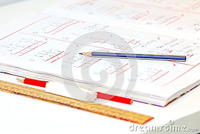 Elementary School Mathematics School Exercise Book Test Exam Stock Photo