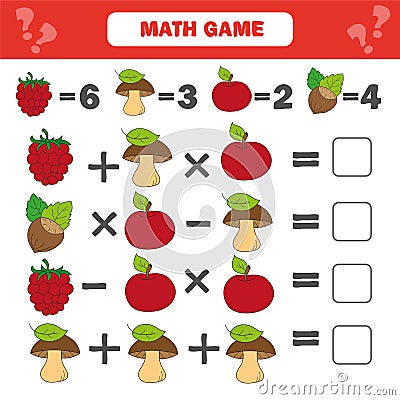 Mathematics worksheet for kids. Count educational children activity Vector Illustration