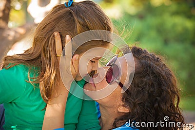 Mather and daughter in summer Stock Photo