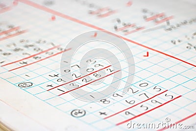 Elementary School Mathematics School Exercise Book Test Exam Stock Photo