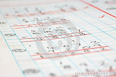 Elementary School Mathematics School Exercise Book Test Exam Stock Photo