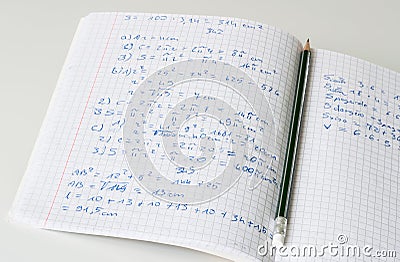 Maths exercise-book Stock Photo