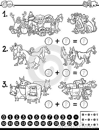 Maths game coloring page Vector Illustration