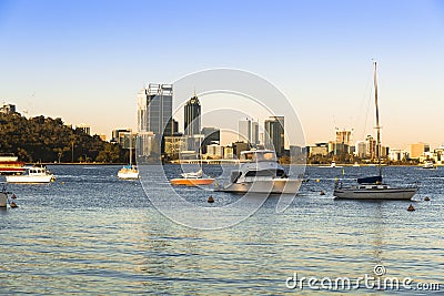 Matilda Bay and Perth, Australia skyline Stock Photo