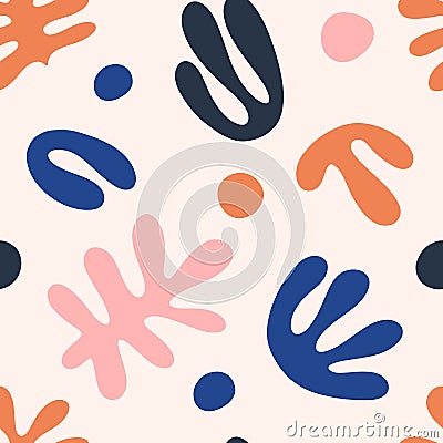 Matisse abstract organic shapes seamless pattern. Contemporary hand drawn vector illustration Vector Illustration