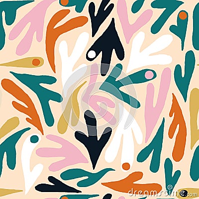 Matisse abstract shaped tropical minimalist seamless pattern. Vector Illustration
