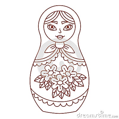 Matreshka russian doll doodle line vector illustration Vector Illustration