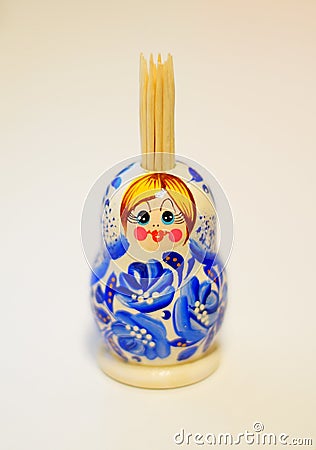 Matreshka toothpick holder Stock Photo