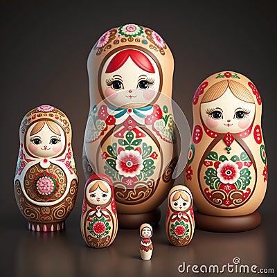 Matrioshka dolls, gingerbread family. Generative AI Stock Photo