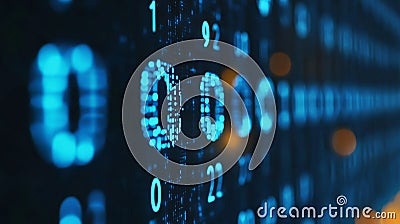 On a matrix background, a dynamic cyberspace concept is presented with futuristic binary code and organized layers. Stock Photo