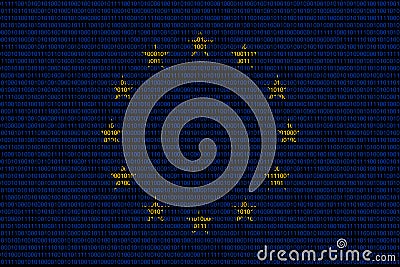 matrix binary code of zeros and ones in european union flag colors. Concept of computer modern technology and cyberspace Stock Photo