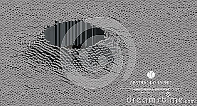 Matrix of countless blocks, big data, The concept of collapse,cloud computing. Vector Illustration