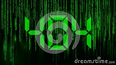 Matrix. falling numbers. warning: error 404, page not found Vector Illustration