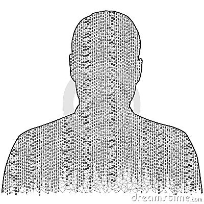 Matrix numbers portrait head, digital code anonymous identity avatar Stock Photo