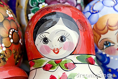 Matryoshka russian face Stock Photo