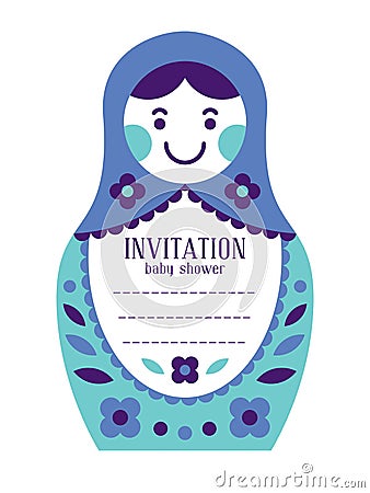 Matryoshka russian nesting doll baby invitation Vector Illustration