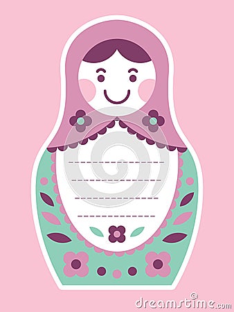 Matryoshka russian nesting doll greeting card Vector Illustration