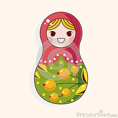 Matryoshka , Russian traditional wooden doll, vector pattern, el Vector Illustration