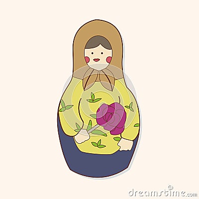 Matryoshka , Russian traditional wooden doll, vector pattern, el Vector Illustration