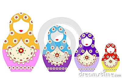 Matryoshka set icon Russian nesting doll with ornament, vector illustration, isolated or white background Vector Illustration