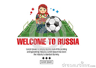 Matryoshka with soccer ball Vector Illustration