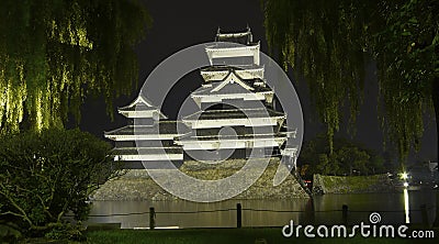 Matsumoto Castle at night, Nagano, Honshu Island, Japan Stock Photo