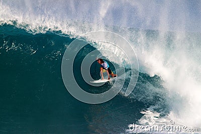 Matt Wilkinson Surfing in the Pipeline Masters Editorial Stock Photo