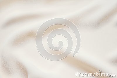 Matte cream soft pleated fabric background. Smooth elegant luxury cloth texture. Gentle pastel color wedding background Stock Photo