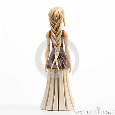 Matte Photo Doll Dress With Braids - Figurine Cartoon Female Stock Photo