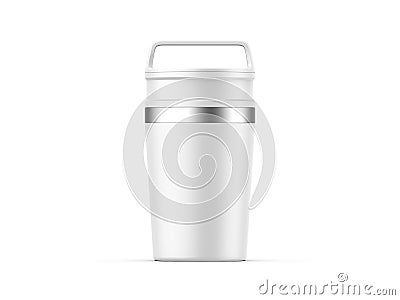 Matte travel mug mockup, blank thermos insulated vacuum mug for branding and promotion. Stock Photo