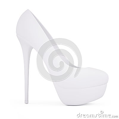 Matte white high heel shoes isolated on white Stock Photo